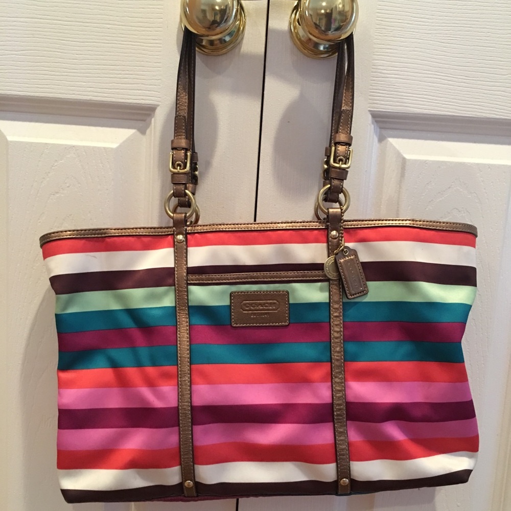 Coach Legacy multi stripe Tote